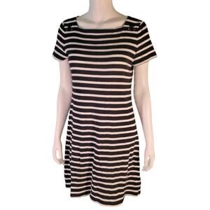 CHAPS Black & White Striped Cotton T-Shirt Dress - Large Nautical Coastal Beachy